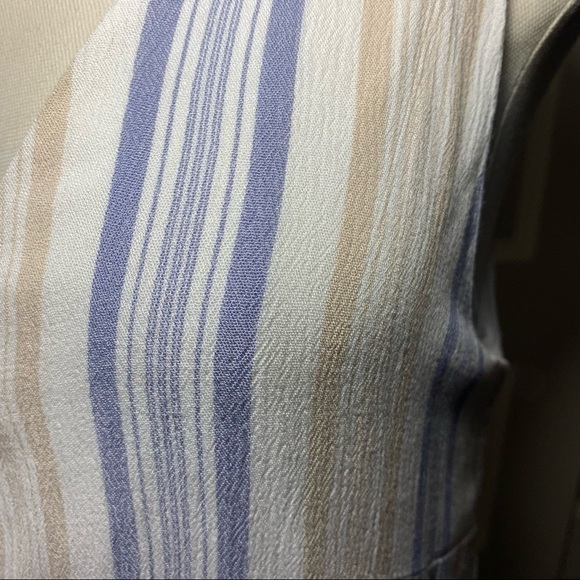 Sadie & Sage High Tide Costal Button Down Maxi Dress White Blue Tan Stripes Sz S - Picture 7 of 13